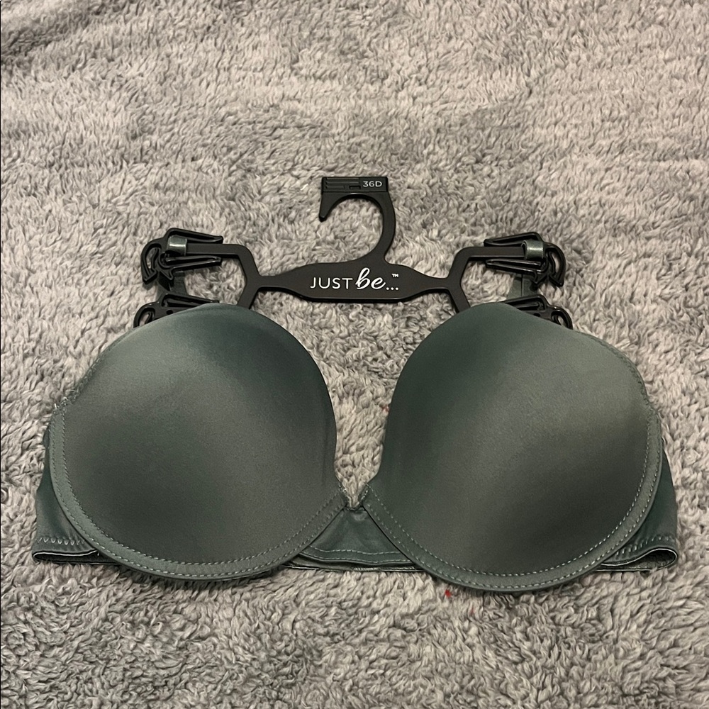 Just Be Women's Dark Green Olive Bra Size 36D NWOT RN 57623 Smooth Comfy Support